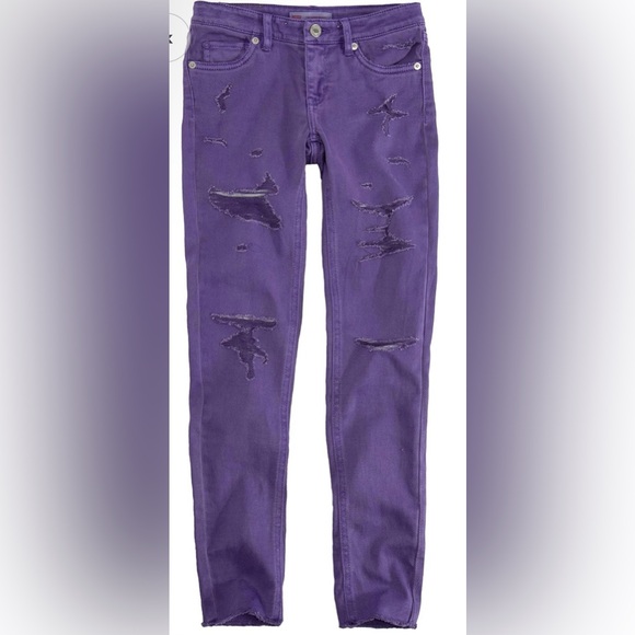 (SOLD) Levi's 710 distressed purple super skinny jeans with adjustable waist - Picture 7 of 10